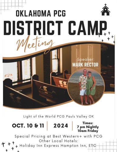 District Camp Meeting Church Conference Flyer for October 10 & 11, 2024